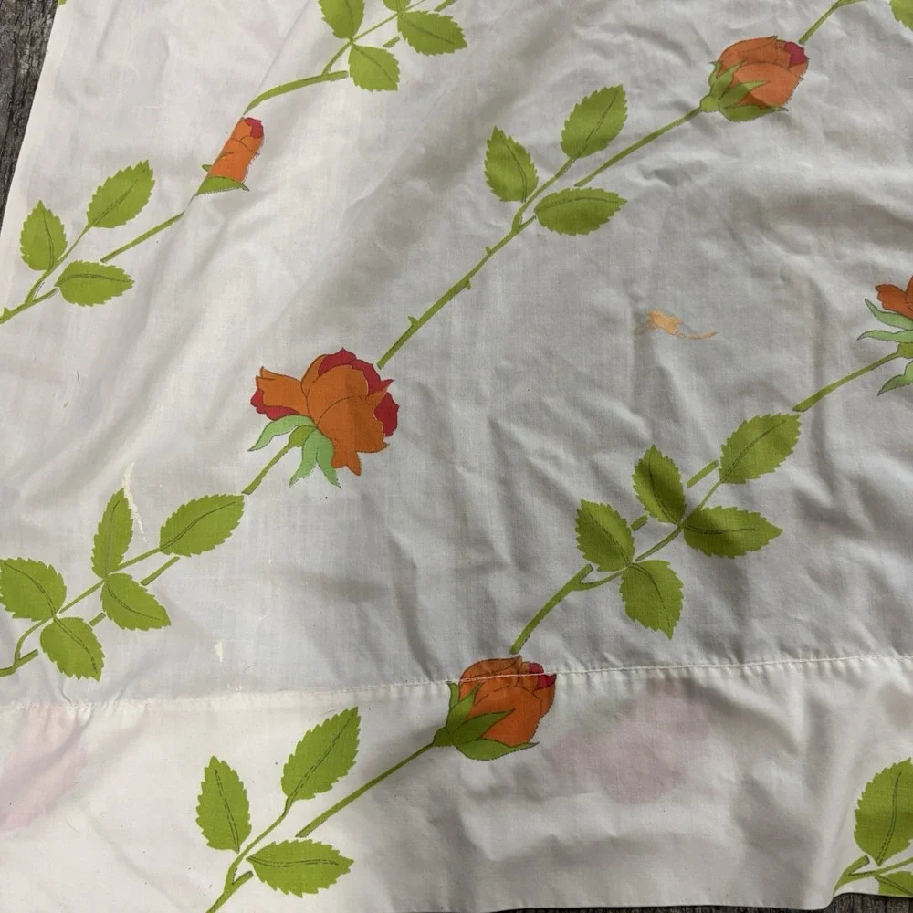 Vtg Wamsutta Christian Dior Orange Dior Rose Twin Flat Sheet Ultracale 66X91 USA